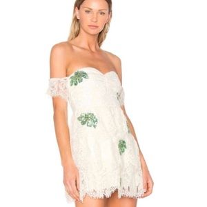 Lovers + Friends dress green and white sequin